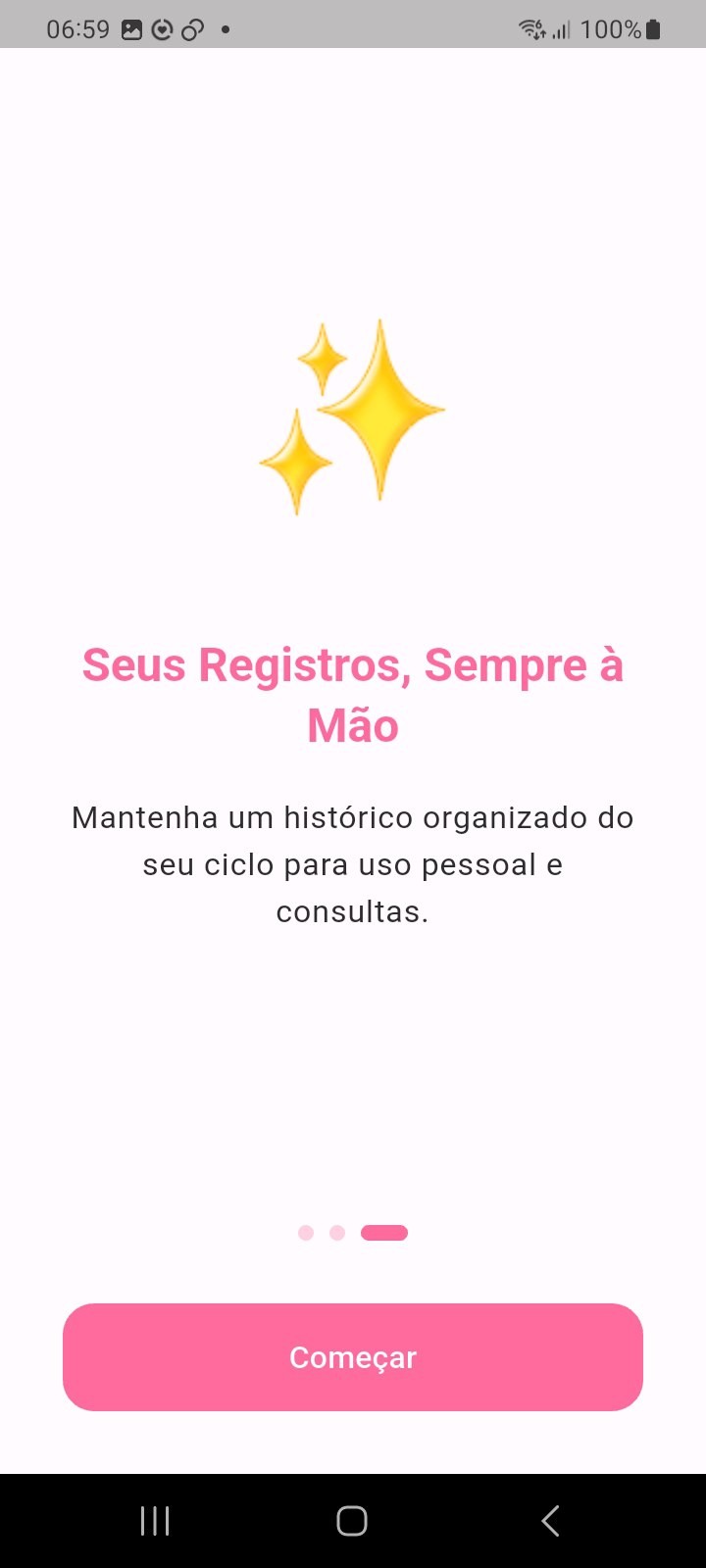 Tela de configuração inicial do ciclo